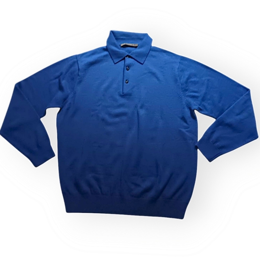 Raffi Linea Uoma Mens XL Blue Merona Wool Stand Up Collar Sweater